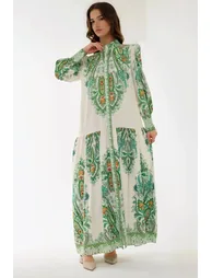 Printed Long Sleeve Maxi Dress - 3