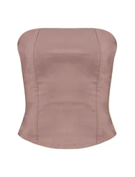 Deep Taupe Stretch Woven Bandeau Corset - 4
