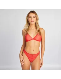 Openwork tulle triangle bra RED - 1