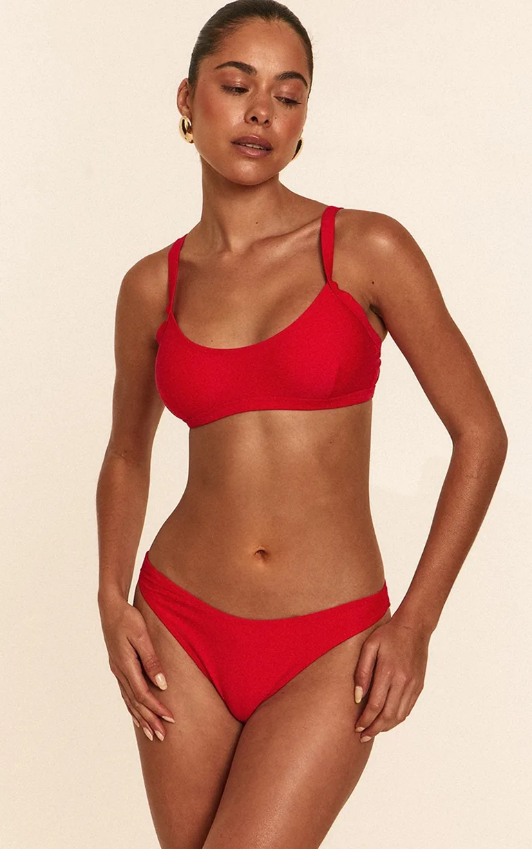 Red Boomerang Tanga Bikini Bottoms