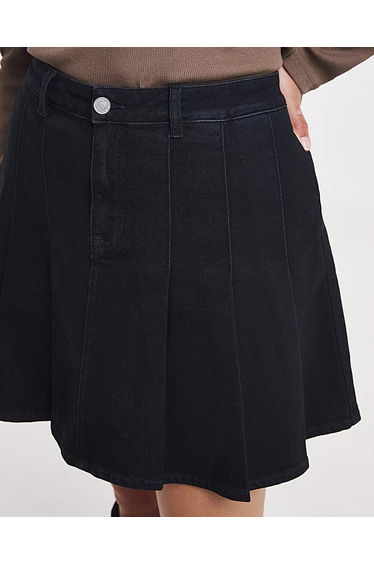 Pleated Denim Mini Skirt product thumbnail 4