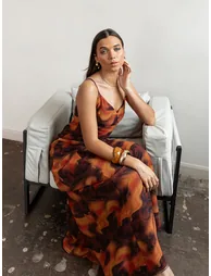 Anaya With Love Recycled Fire Marble Print Cami Shift Maxi Dress - 5