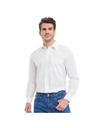 Russell Collection Mens Poplin Easy-Care Long-Sleeved Shirt - White - 1