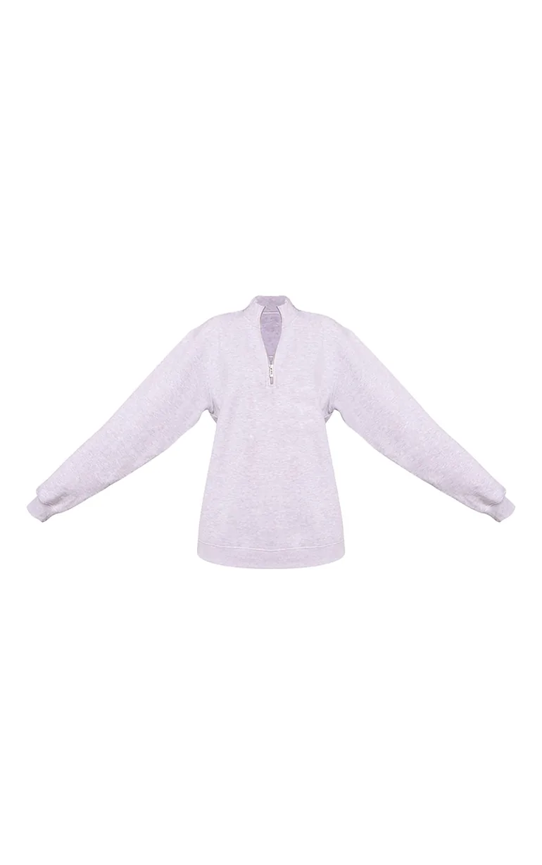 Tall Ash Grey Funnel Neck Zip Sweatshirt - 4