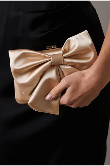Azalea Satin  Bow Detail Clutch Bags