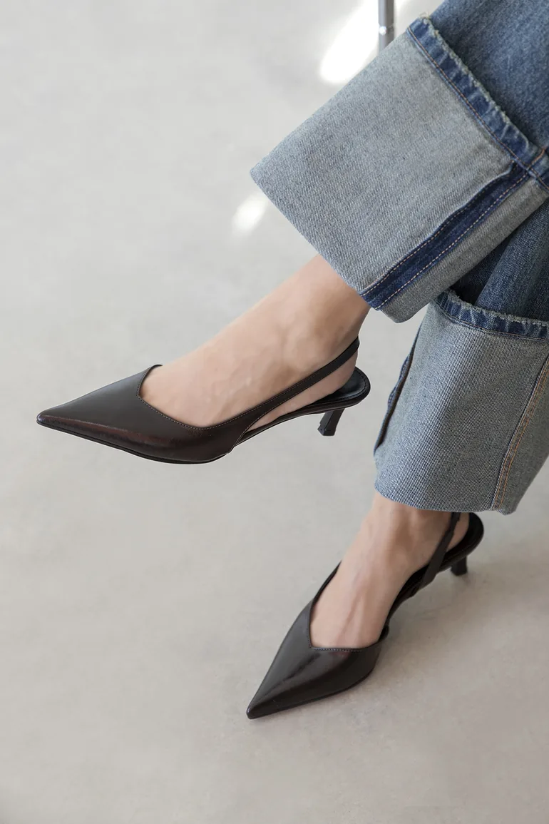 Levina Women's Crinkled Leather Heeled Shoes