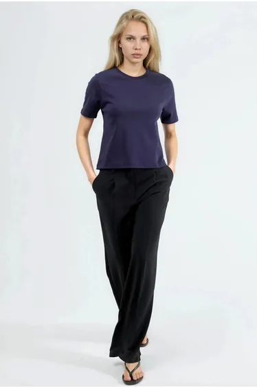 BUSEM Crew Neck Ribbed Cotton T-Shirt