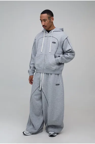 Piping Detail Balloon Fit Jogger - grey marl