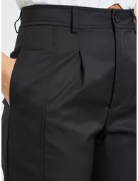 Black Solid Lantern Pants with Pockets - 2