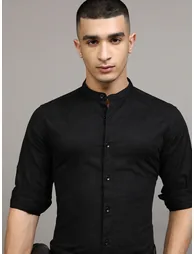 Regular Fit Mandarin Collar Shirt - 1