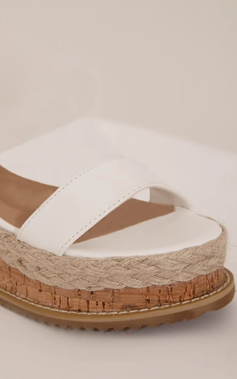 Jacey White Espadrille Flatform Sandals - 4