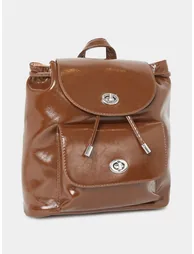 Brown Flap Pocket Detail Backpack - 1