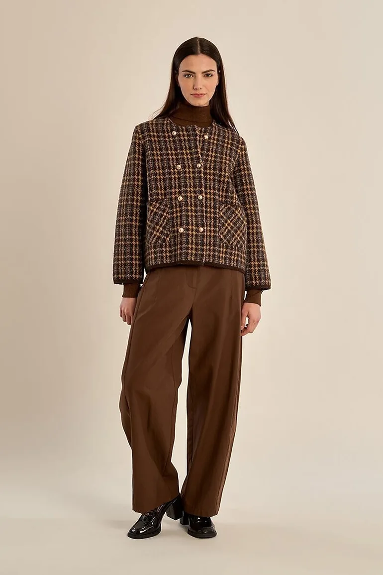 Checked Knitted Jacket