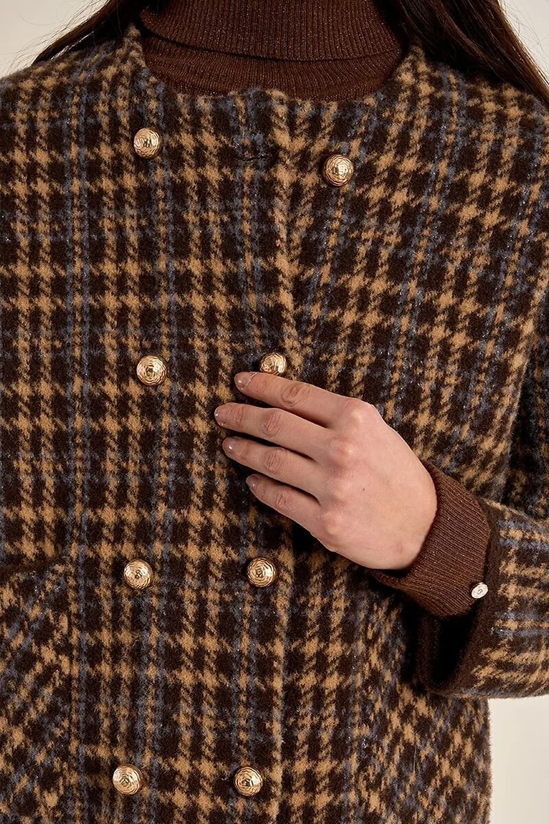 Checked Knitted Jacket - 5