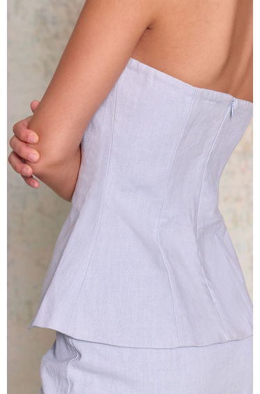 Baby Blue Premium Linen Longline Bandeau Top Co-ord product thumbnail 4