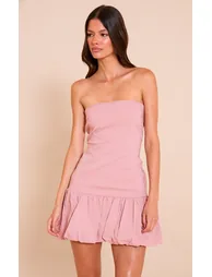 Blush Stretch Woven Bandeau Puffball Dress