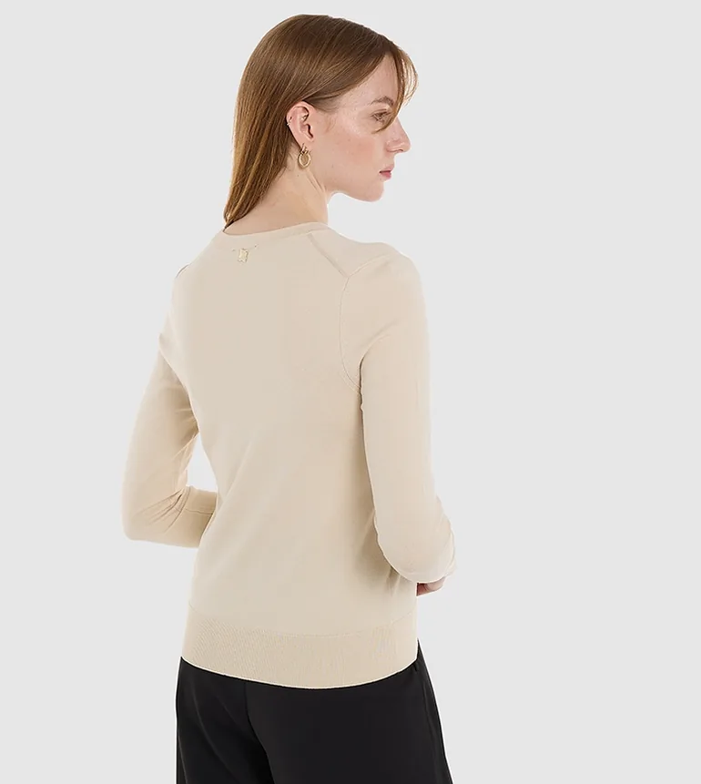 BCBG BASIC ROUND NECK FLAT KNIT SWEATER - 1