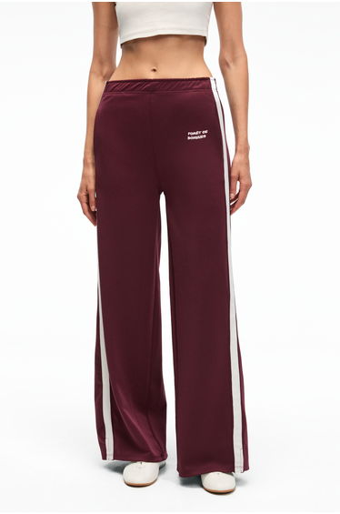 GRIMELANGE FINYARA Women's Oversize Double Pocket Embroidered and Side Stripe Detailed Burgundy Sweatpants product thumbnail 2