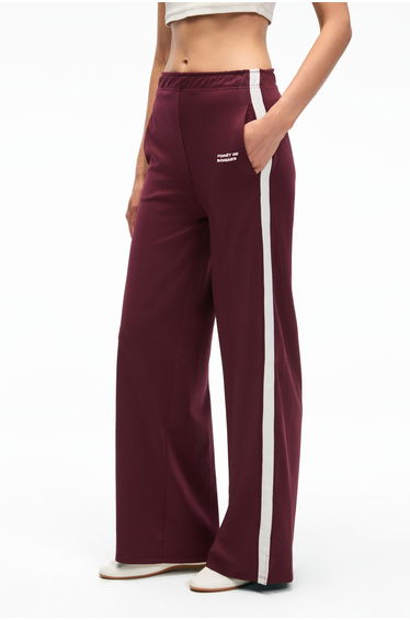 GRIMELANGE FINYARA Women's Oversize Double Pocket Embroidered and Side Stripe Detailed Burgundy Sweatpants product thumbnail 3