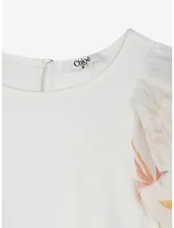 Chloé Girls Palm Grove Ruffle Top in Ivory - 3