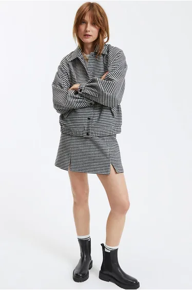 Houndstooth Check Bomber Jacket