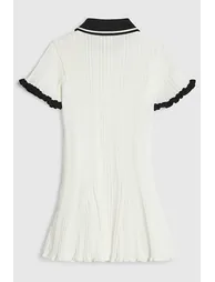 Mini Girls Cream Knitted Flippy Dress - 3