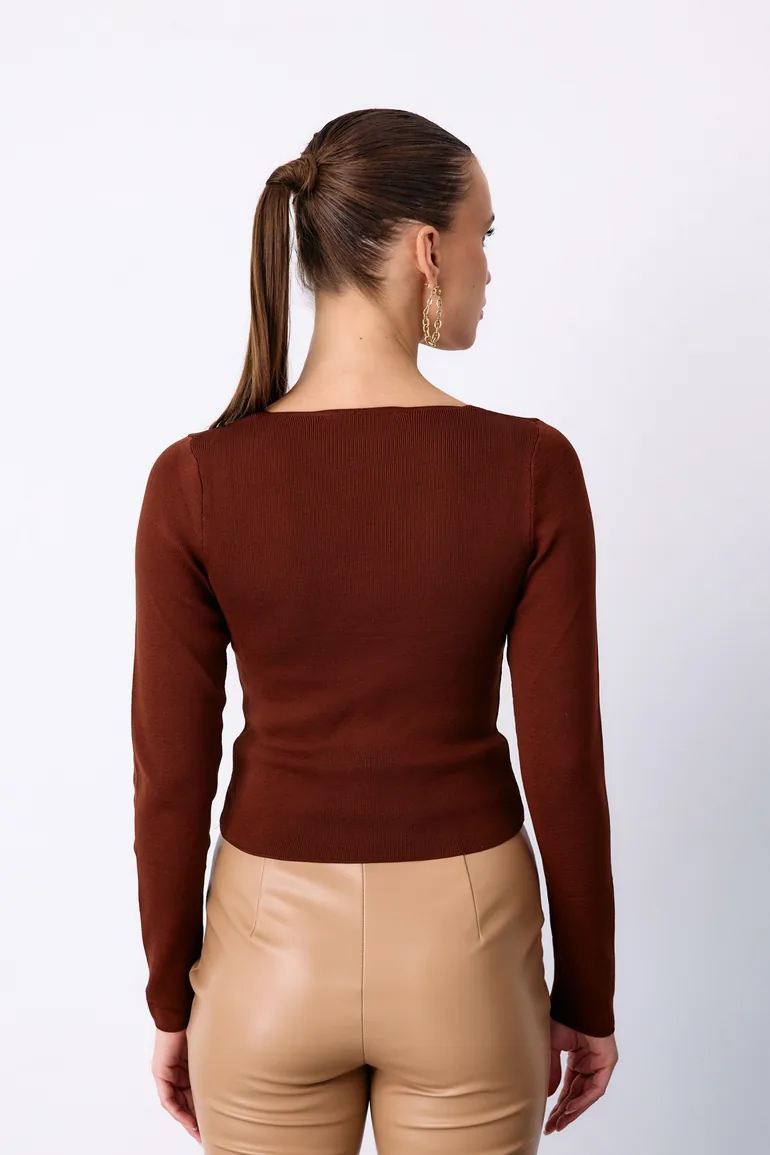 V-Neck Crop Knitwear - 4