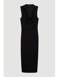 Drape Collared Crepe Midaxi Dress - 3