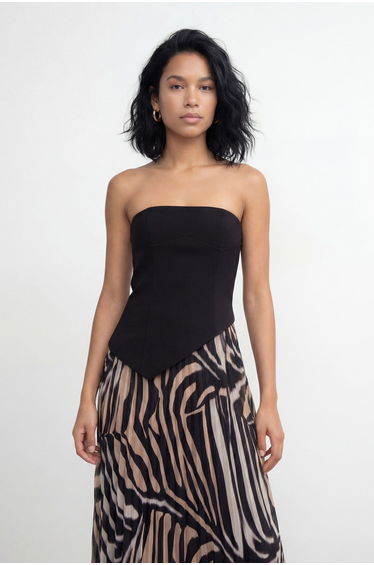 Bandeau Bodice Pleated Chiffon Midi Dress product thumbnail 2