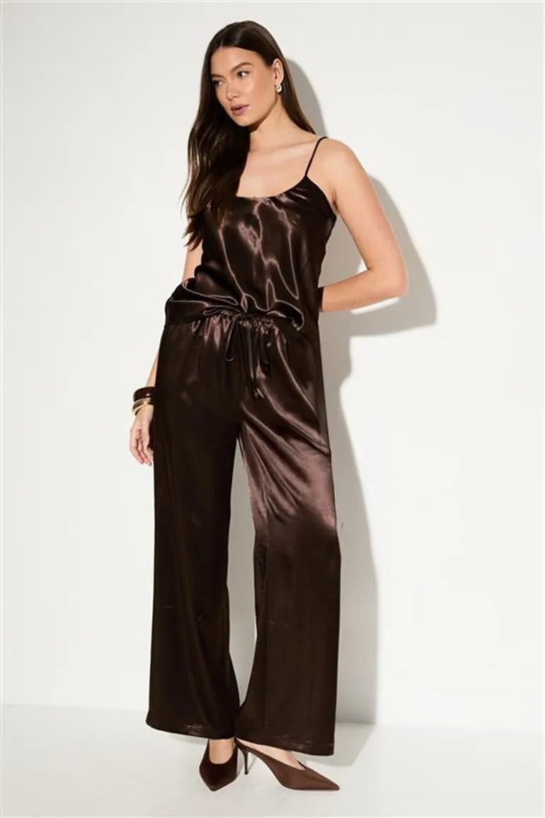 Textured Satin Open Back Cami
