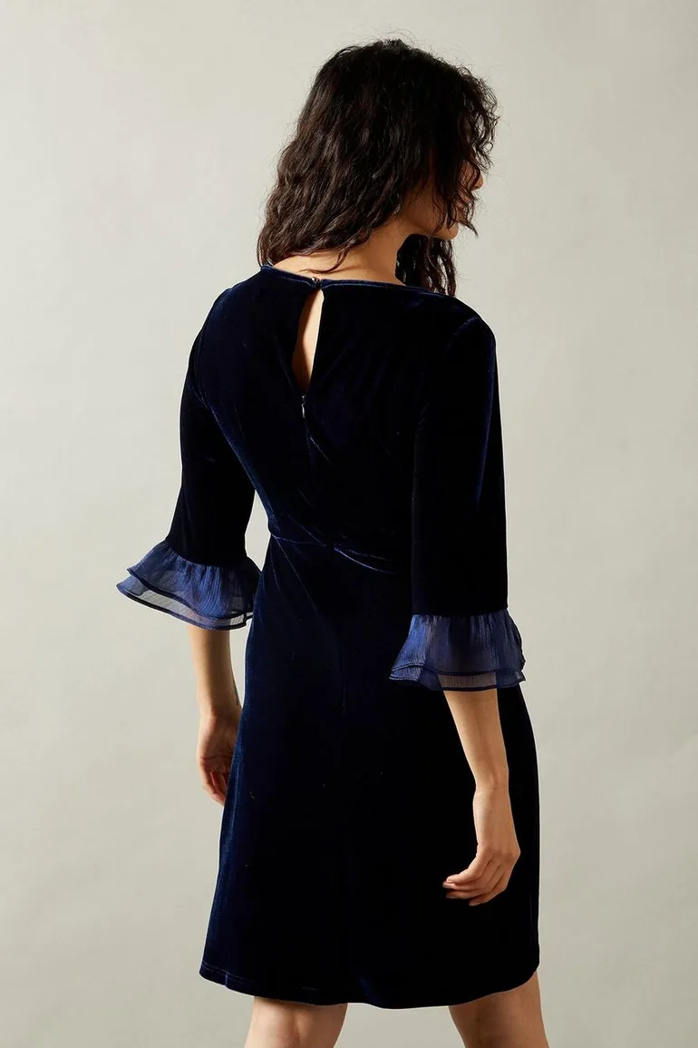 Occasion Velvet Pleated Cuff Mini Dress - 2