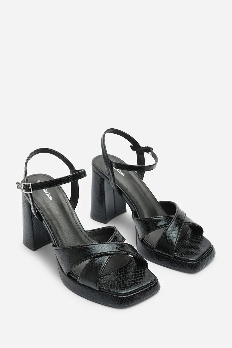 Qavira Cross Over Platform Block Heels With Ankle Strap - 4
