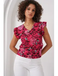 BDART Embroidered Textured Crew Neck Blouse - 1