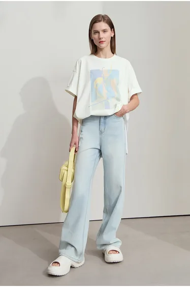 Abstract print drop-shoulder tee