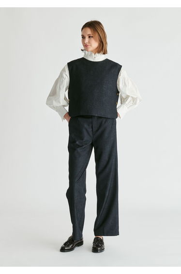 Denim Effect Trousers in Embossed Print