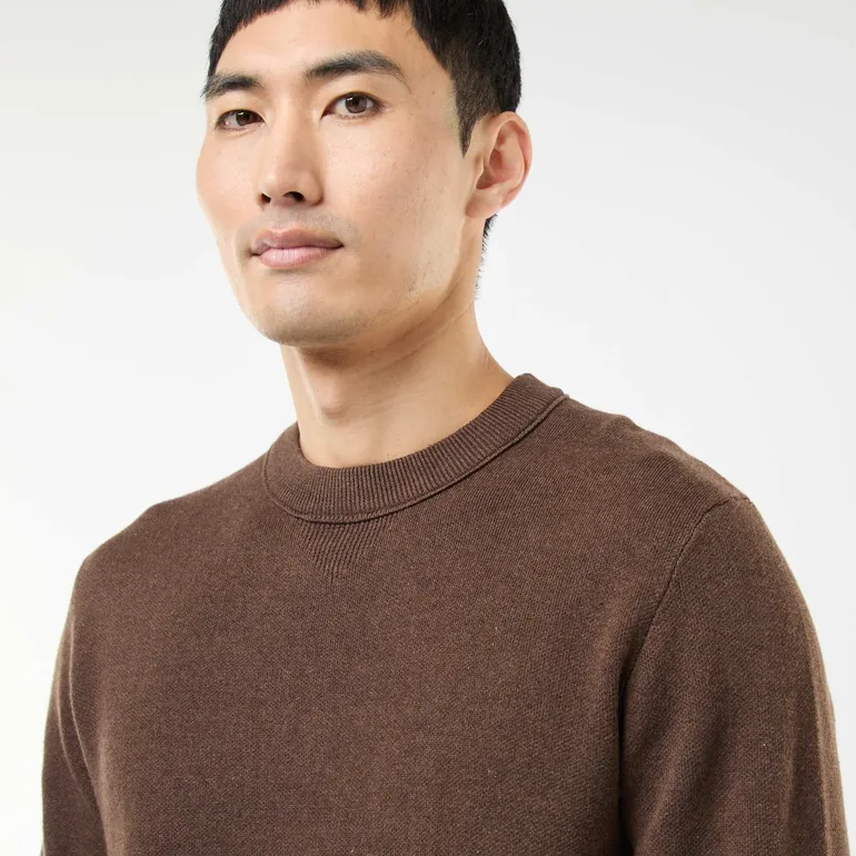 Plain Crew Neck Sweater BROWN - 2