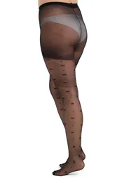 2 Pack Bow Patterned Large Size Tights - 2