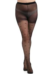 2 Pack Bow Patterned Large Size Tights - 4
