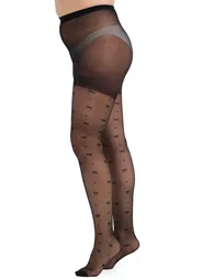2 Pack Bow Patterned Large Size Tights - 1