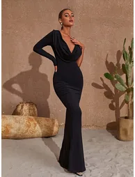 Meliora One Shoulder Backless Maxi Dress In Black - 2