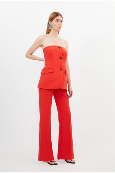Compact Stretch Tailored Button Bodice Jumpsuit
