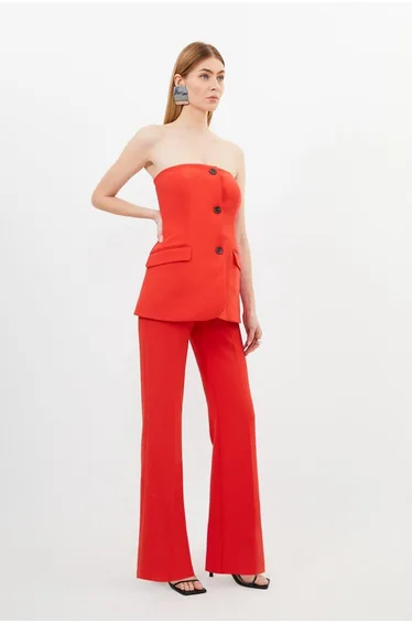 Compact Stretch Tailored Button Bodice Jumpsuit