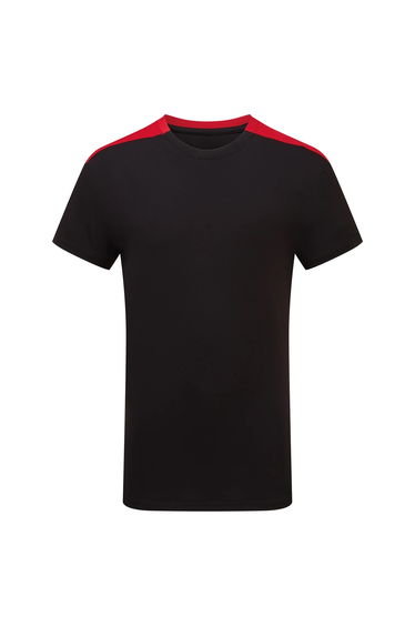 TriDri Childrens/Kids Performance Contrast T-Shirt - Black/Fire Red