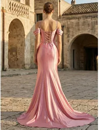 Leely Women's Elegant Spaghetti Straps Sleeveless Prom Dress - 1
