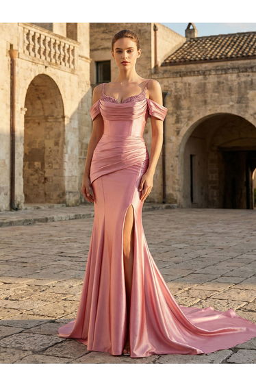 Leely Women's Elegant Spaghetti Straps Sleeveless Prom Dress