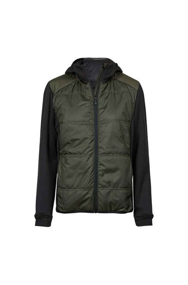 Tee Jays Womens/Ladies Stretch Hooded Jacket - Deep Green/Black