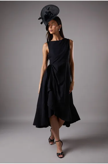 Crepe Ruffle Dress With Low Back