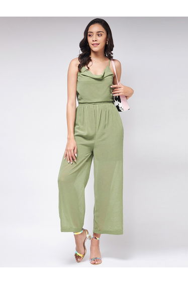 Green Strappy Cowl Neck Jumpsuit