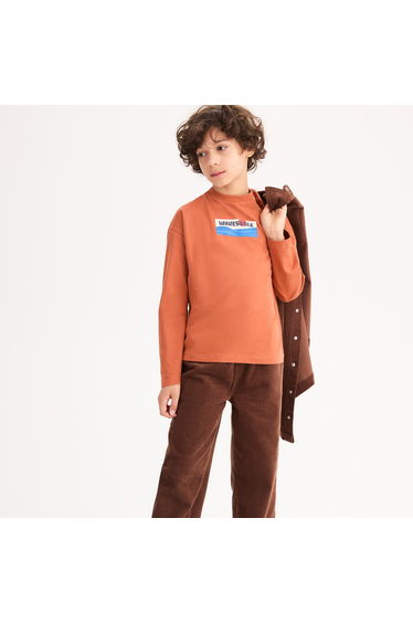 Oversize Printed T-Shirt with Long Sleeves