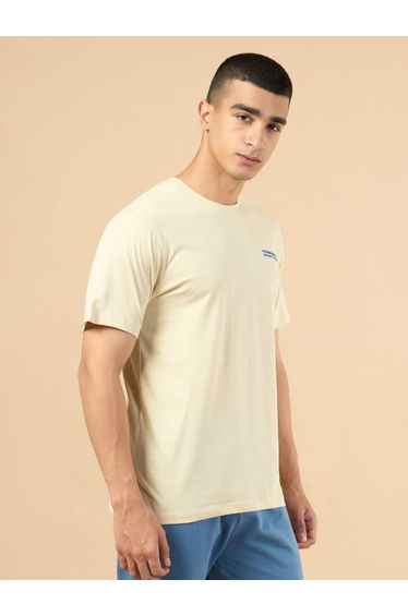 Men Beige Graphic Print Short Sleeve T-Shirt